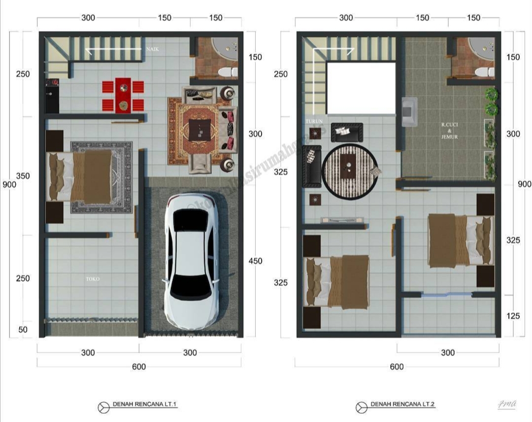 Rumah minimalis 2 lantai type 36