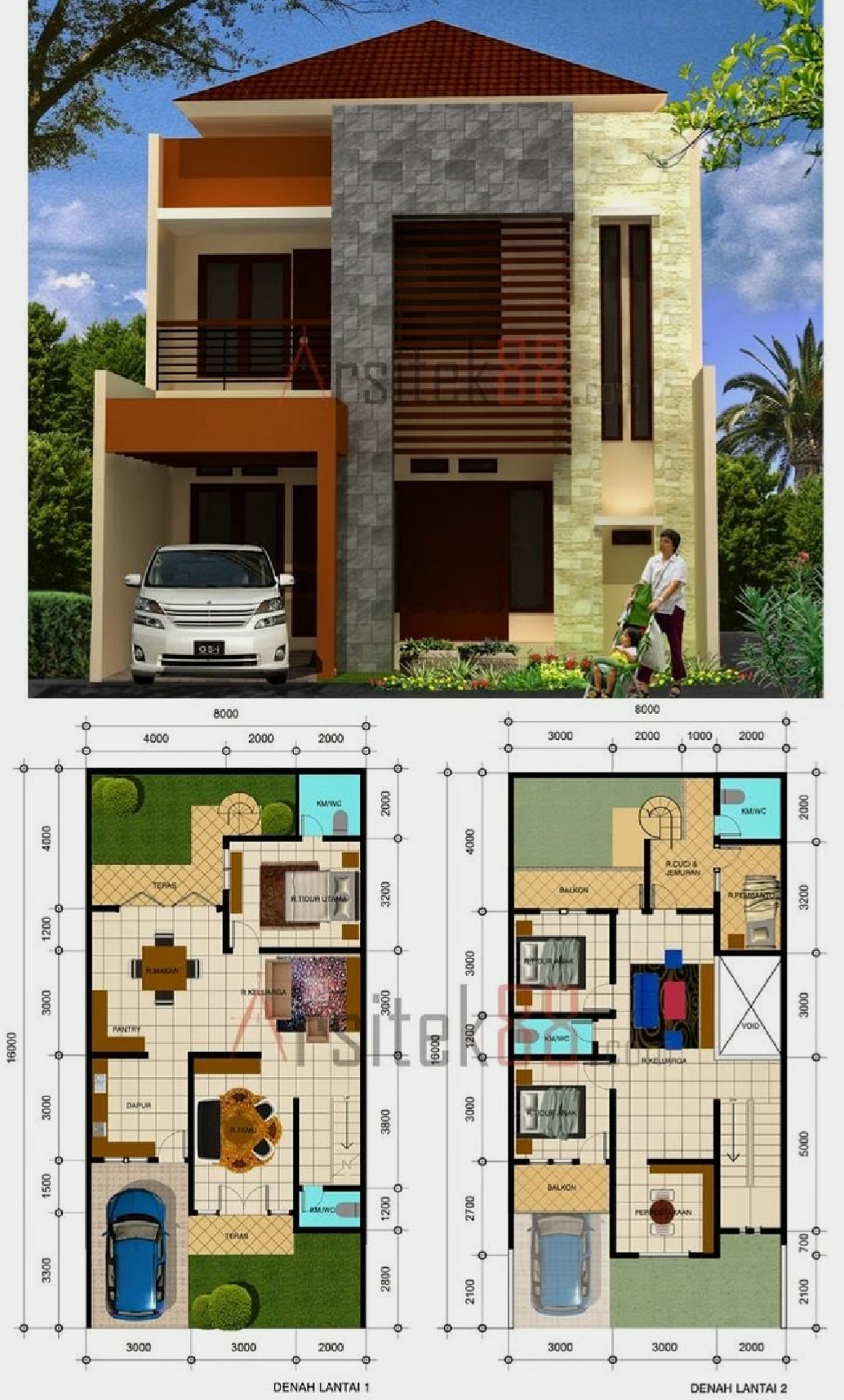 Rumah minimalis 2 lantai 6 x 10
