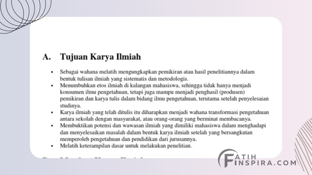 Fungsi dan Tujuan Karya Tulis Ilmiah